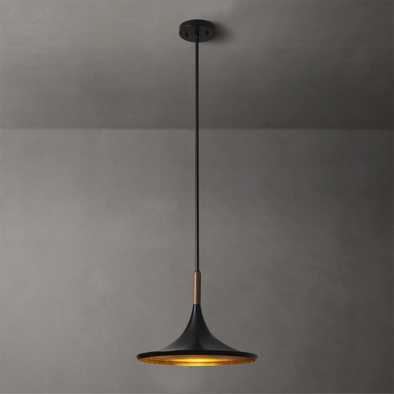 Lodi LED 13 inch Matte Black and Walnut Pendant Ceiling Light