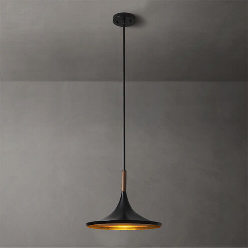 Lodi LED 13 inch Matte Black and Walnut Pendant Ceiling Light