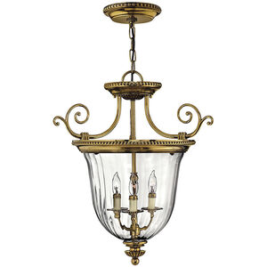 Cambridge LED 21 inch Burnished Brass Indoor Foyer Pendant Ceiling Light, Convertible to Semi-Flush