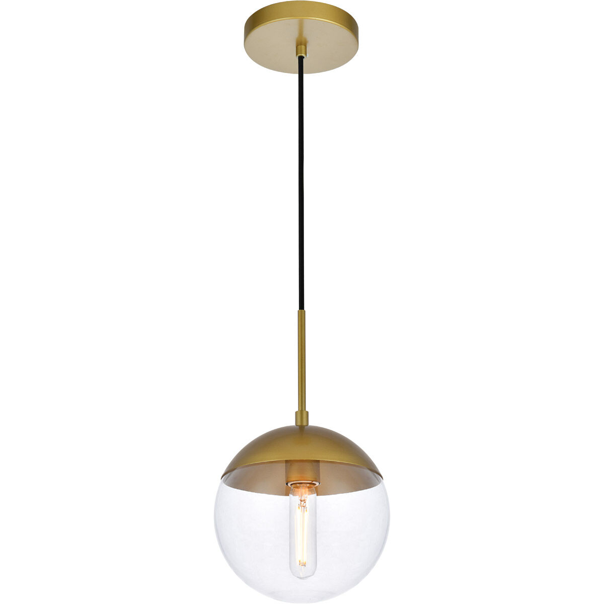 Eclipse 1 Light 8 inch Brass Pendant Ceiling Light