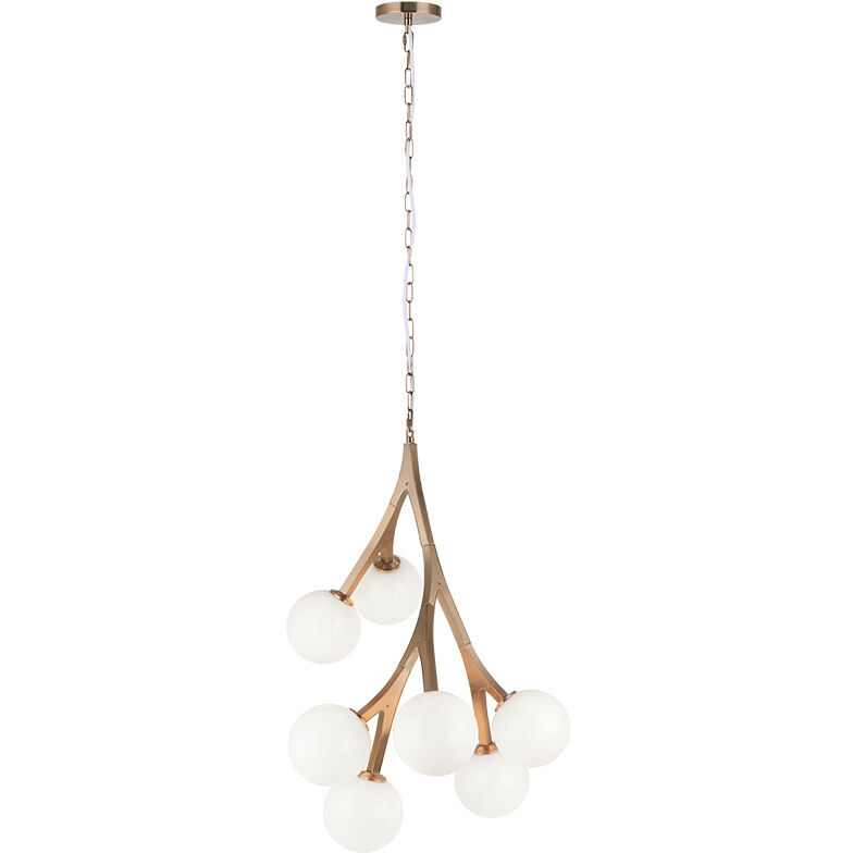 Rami 7 Light 18.5 inch Aged Gold Brass Chandelier Ceiling Light in Aged Gold Brass and Opal Glass