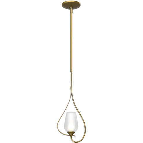 Flora 1 Light 7.6 inch Modern Brass Mini Pendant Ceiling Light in Seeded with Opal, Up Light