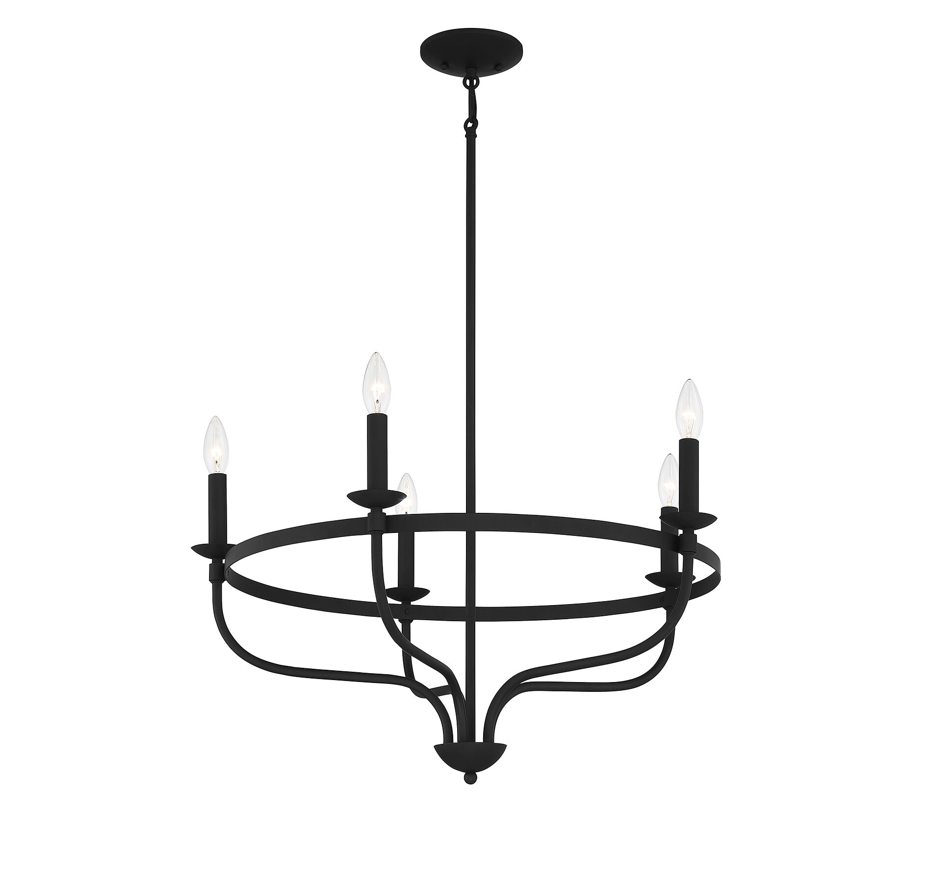 Transitional 5 Light 26.63 inch Matte Black Chandelier Ceiling Light