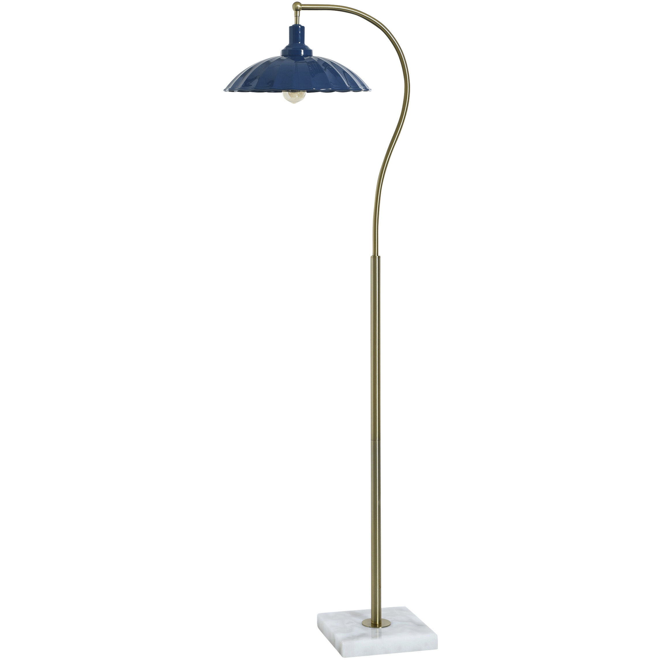 Penelope 61 inch 60 watt White Marble and Polished Brass Floor Lamp Portable Light