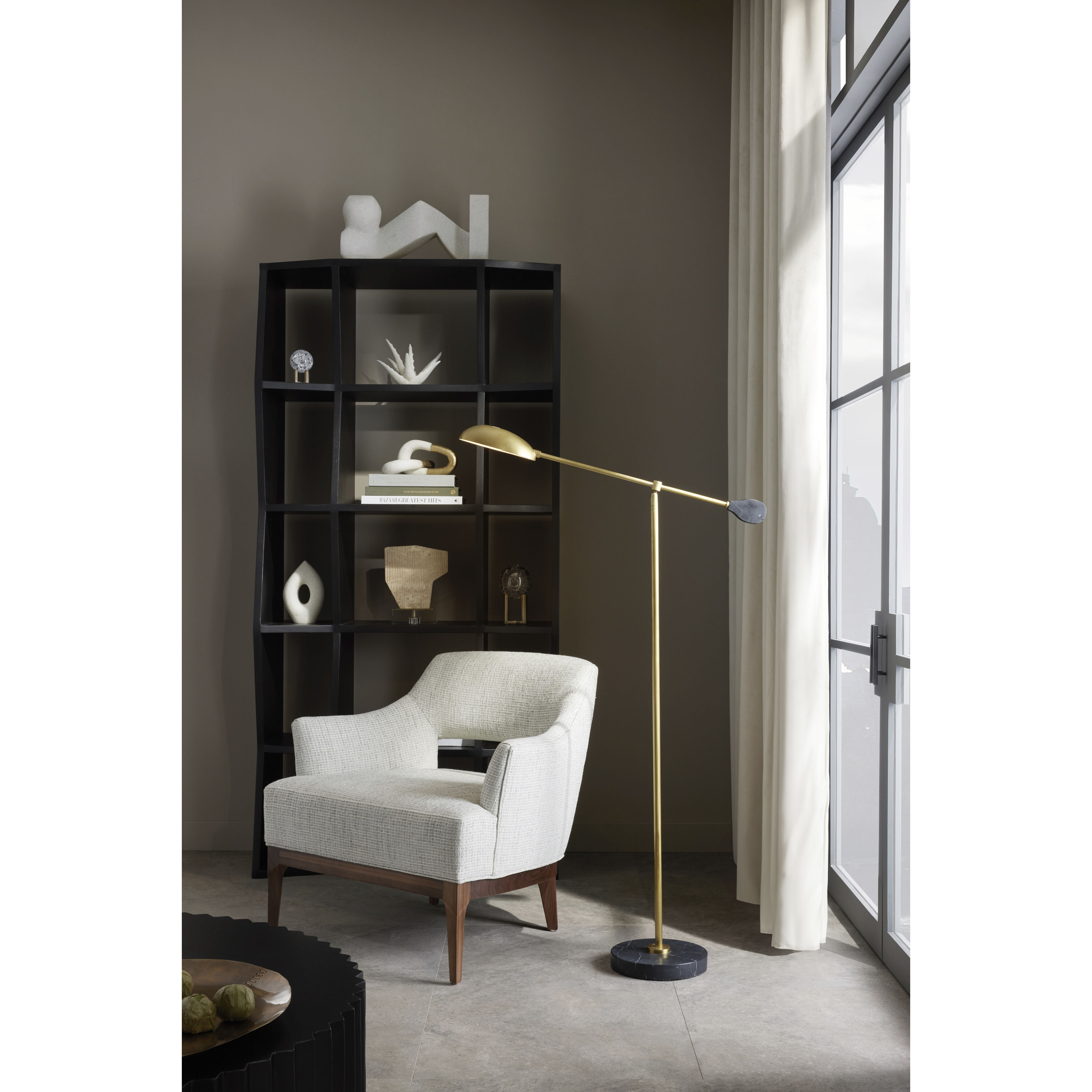 Alaric 50 inch 25.00 watt Antique Brass Floor Lamp Portable Light