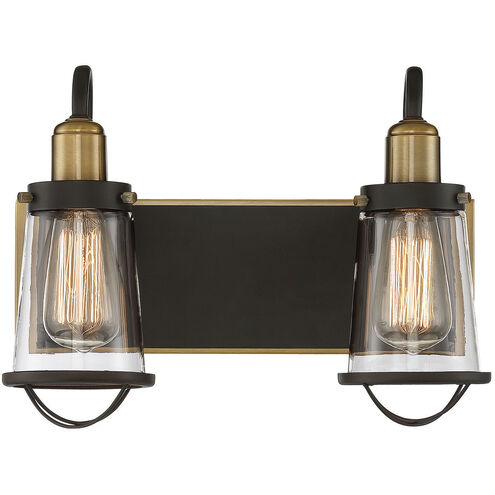 Lansing 2 Light 13.5 inch English Bronze and Warm Brass Bathroom Vanity Light Wall Light