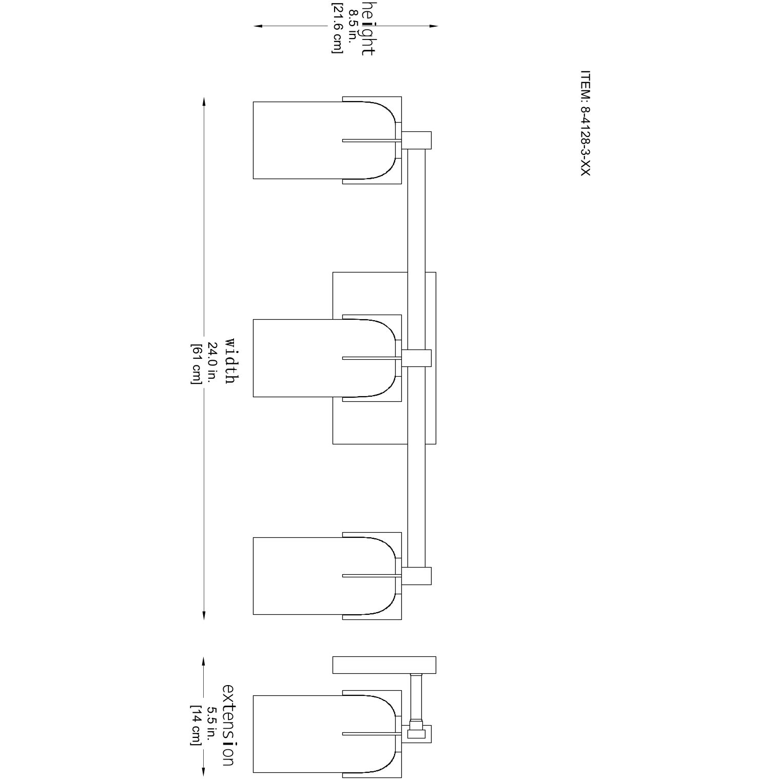 Caldwell 3 Light 24 inch Black Bathroom Vanity Light Wall Light