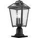 Bayland 3 Light 19.5 inch Black Outdoor Pier Mounted Fixture in 6