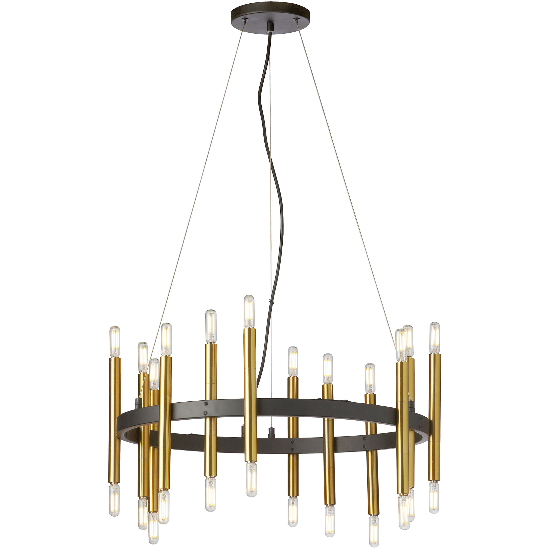 Derry 24 Light 24 inch Matte Black with Aged Brass Chandelier Ceiling Light in Matte Black and Aged Brass