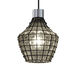 Wire Glass 1 Light 14 inch Polished Chrome Pendant Ceiling Light in Black Cord, Grid with Clear Bubbles