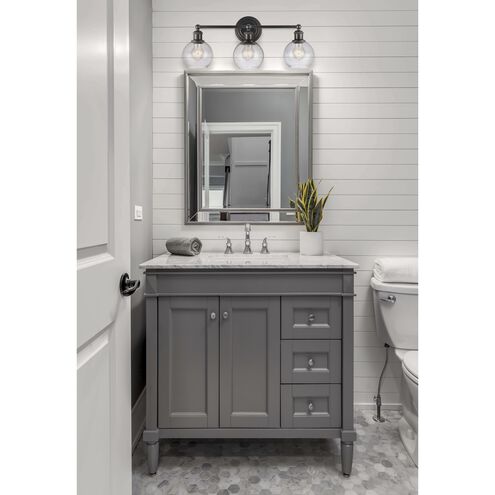 Concord 3 Light 24 inch Matte Black Bath Vanity Light Wall Light in Incandescent, Seedy Glass