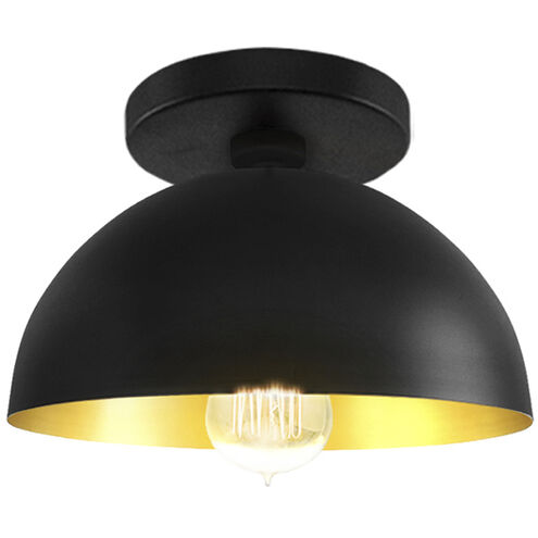 Elias 1 Light 9 inch Matte Black Semi-Flush Ceiling Light