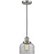Franklin Restoration Bell 1 Light 8 inch Brushed Satin Nickel Mini Pendant Ceiling Light in Incandescent, Clear, Franklin Restoration