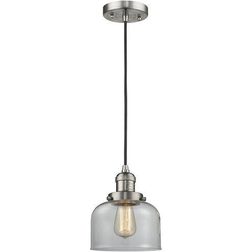 Franklin Restoration Bell 1 Light 8 inch Brushed Satin Nickel Mini Pendant Ceiling Light in Incandescent, Clear, Franklin Restoration