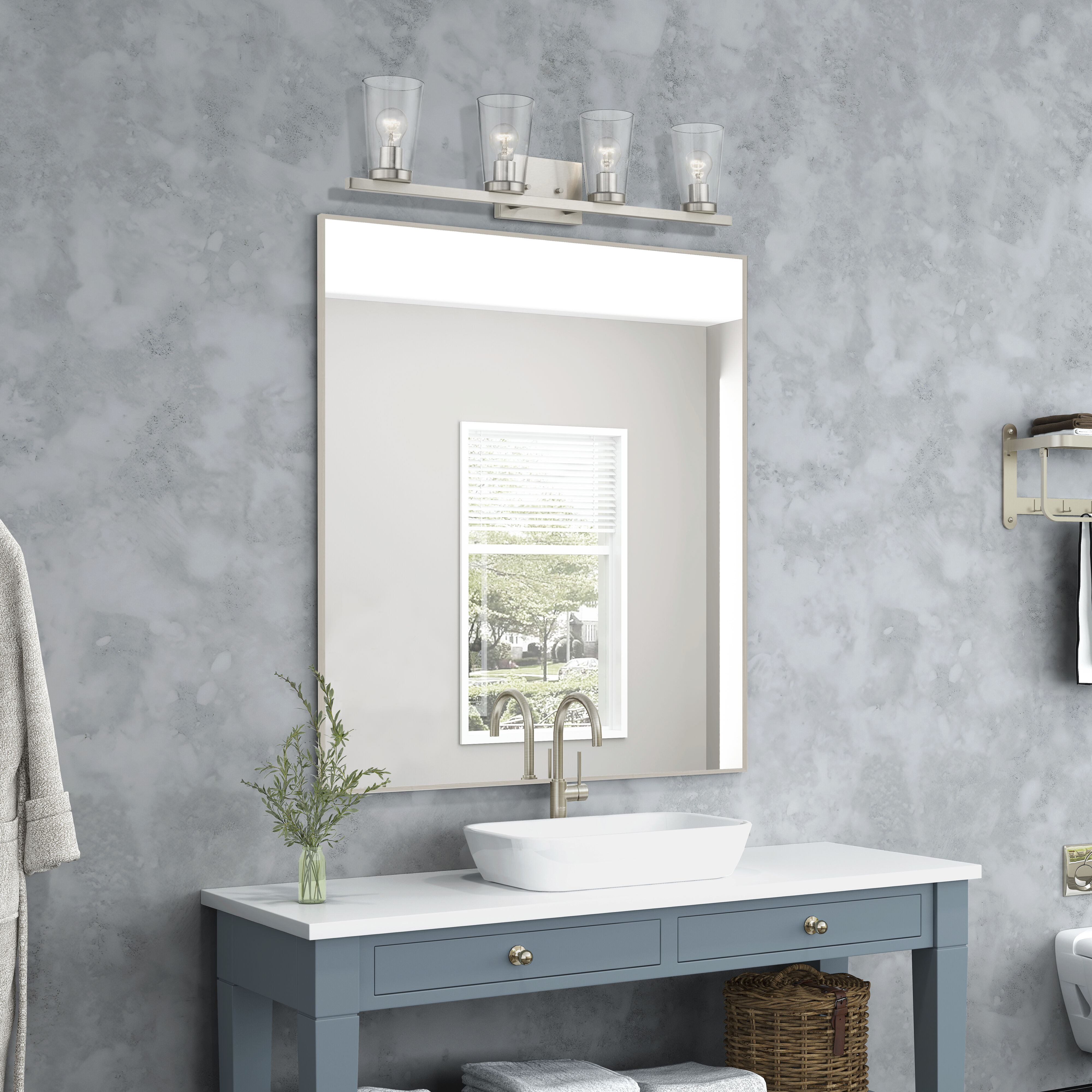 Cityview 4 Light 32 inch Brushed Nickel Vanity Sconce Wall Light, Large