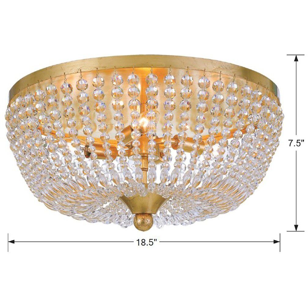 Rylee 4 Light 18.5 inch Antique Gold Flush Ceiling Light