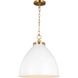 C&M by Chapman & Myers Wellfleet 1 Light 17.5 inch Matte White and Burnished Brass Pendant Ceiling Light in Matte White / Burnished Brass