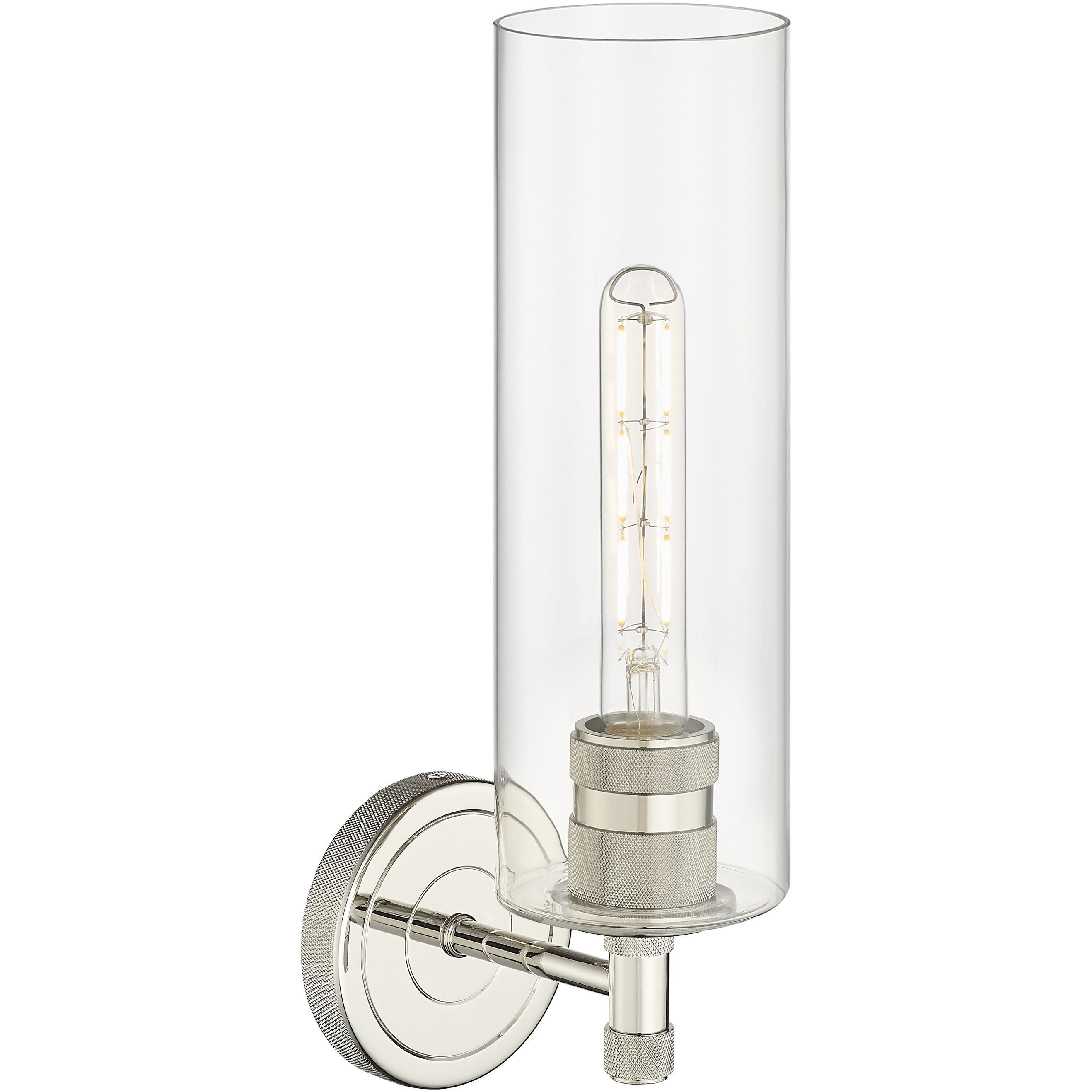 Crown Point Sconce Wall Light in Polished Nickel, Clear Glass