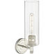 Crown Point Sconce Wall Light in Polished Nickel, Clear Glass