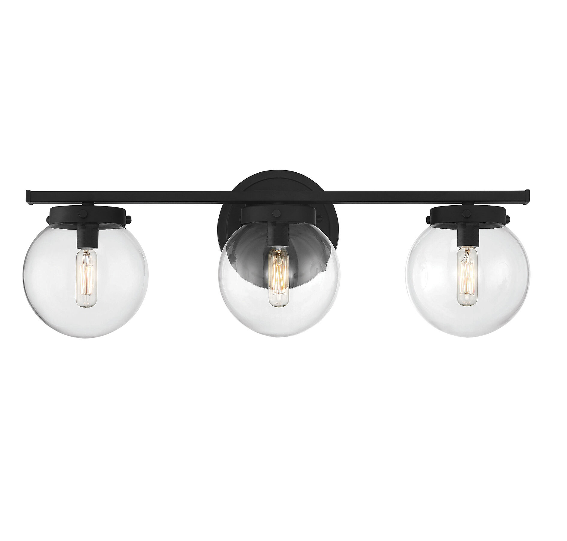 Mid-Century Modern 3 Light 24 inch Matte Black Bathroom Vanity Light Wall Light