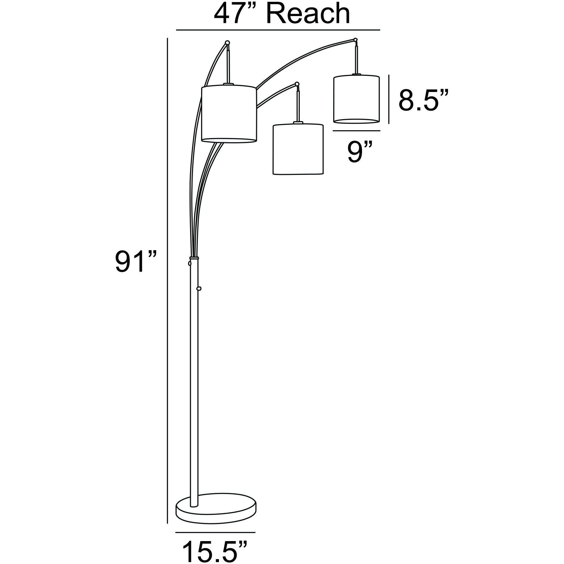 Cora 91 inch 40.00 watt Gold Arc Lamp Portable Light