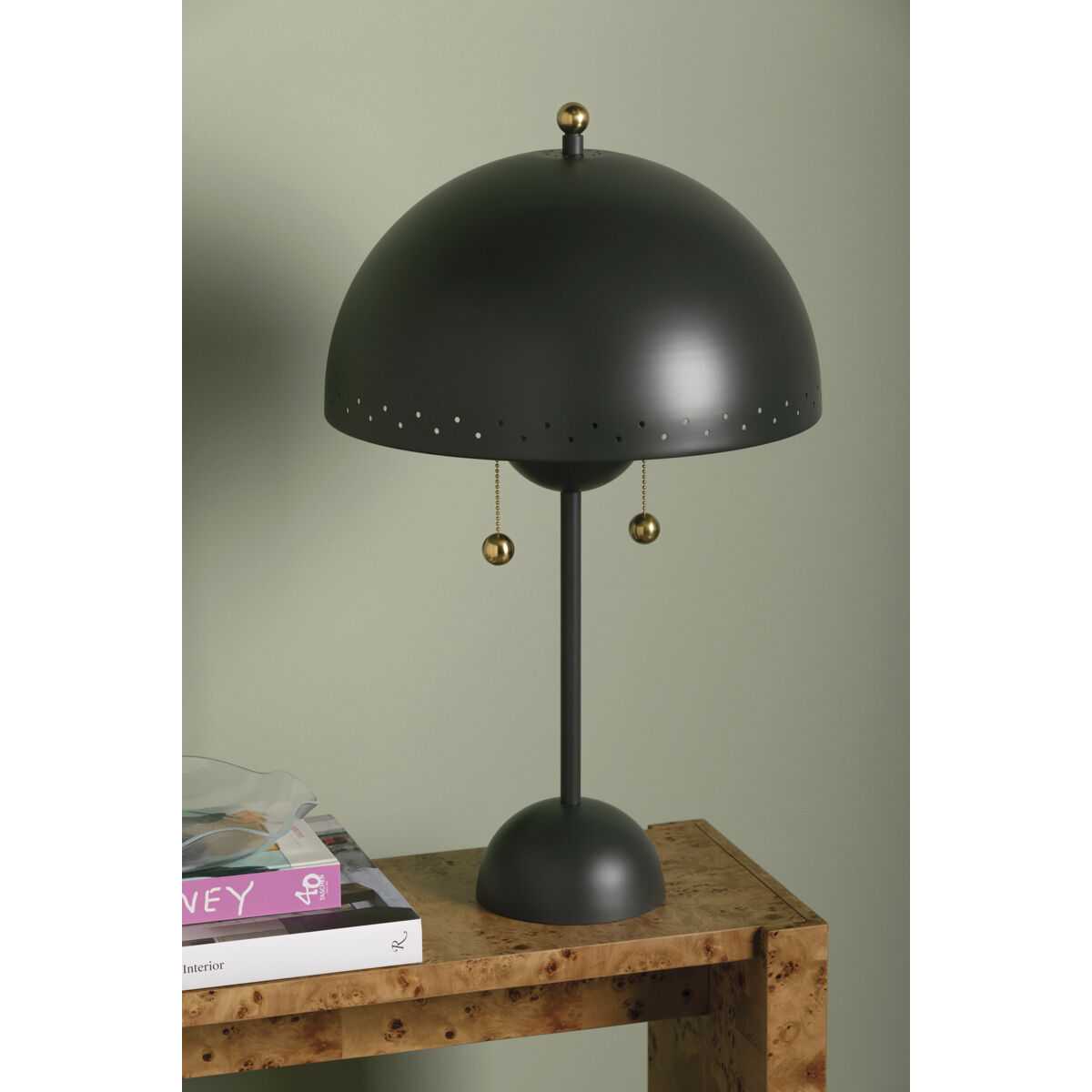 Jojo 25 inch 15.00 watt Aged Brass/Soft Studio Green Table Lamp Portable Light