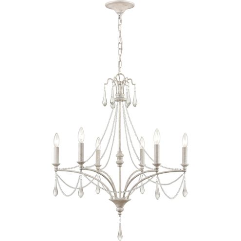 French Parlor 6 Light 27 inch Vintage White Chandelier Ceiling Light