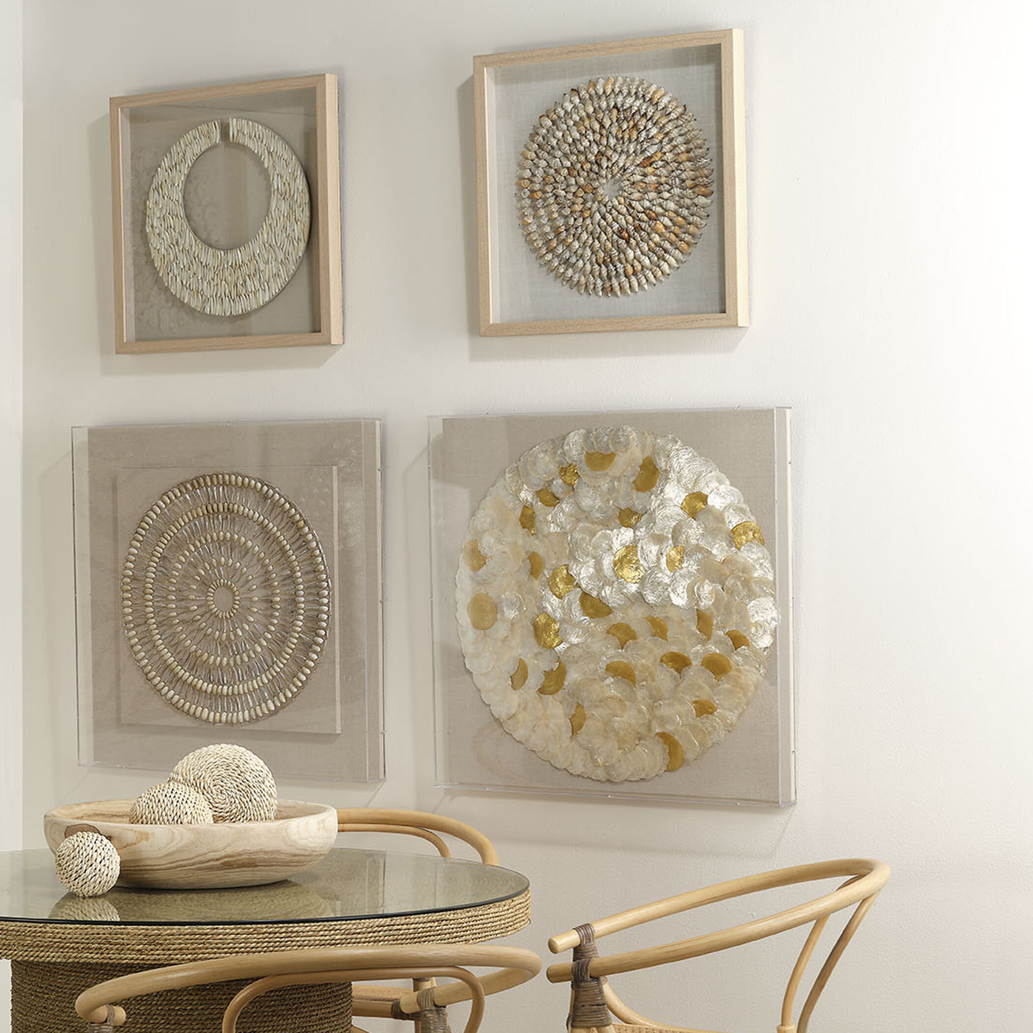 Riviera Off White & Brown Framed Wall Art