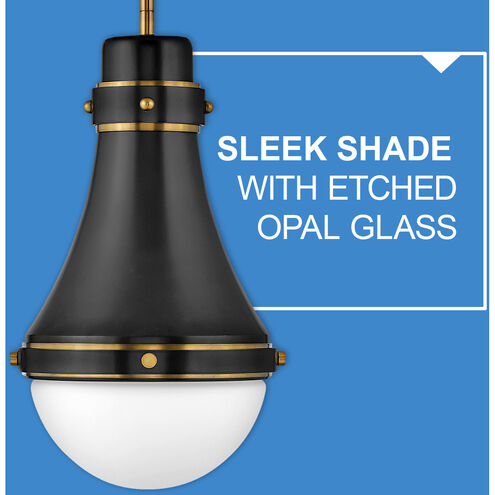 Oliver LED 9 inch Black with Heritage Brass Indoor Pendant Ceiling Light
