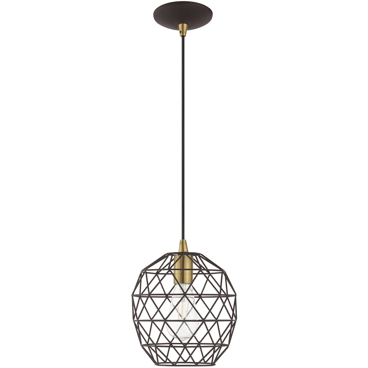 Geometric 1 Light 8 inch Bronze Mini Pendant Ceiling Light