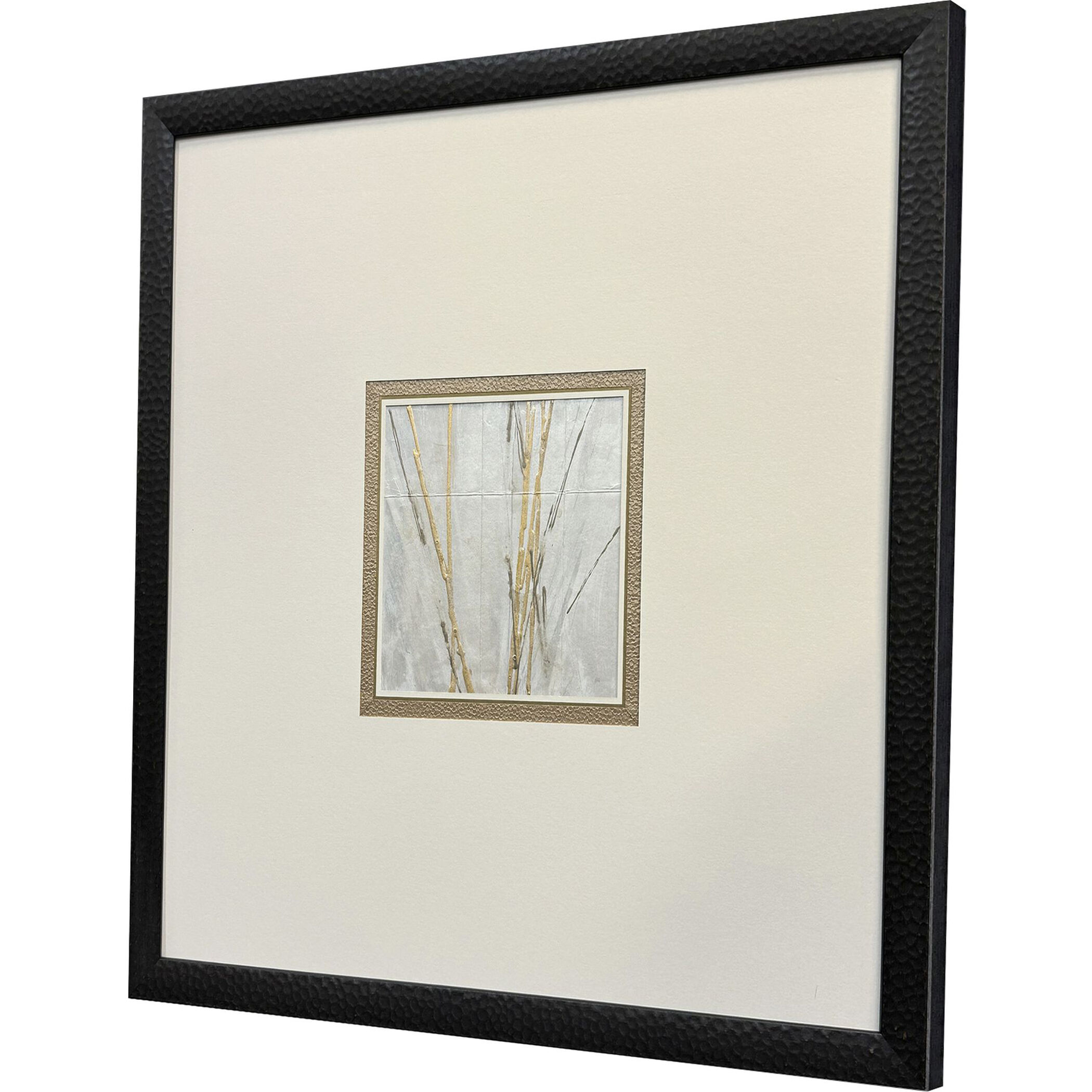 Incised Gold Gray and Beige and Metallic and White Framed Art, The Studio