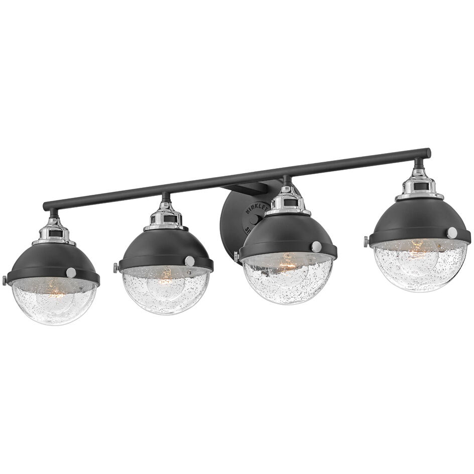 Fletcher 4 Light 32 inch Black with Chrome Vanity Light Wall Light in Black/Chrome