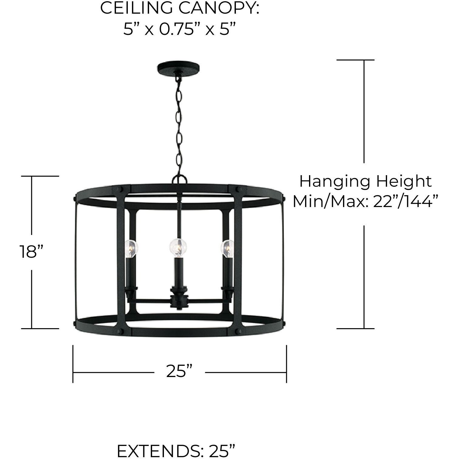 Brennen 4 Light 25 inch Black Iron Pendant Ceiling Light