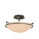 Plain 2 Light 14.5 inch Oil Rubbed Bronze Semi-Flush Ceiling Light in Sand, Small