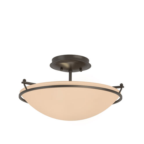 Plain 2 Light 14.5 inch Oil Rubbed Bronze Semi-Flush Ceiling Light in Sand, Small