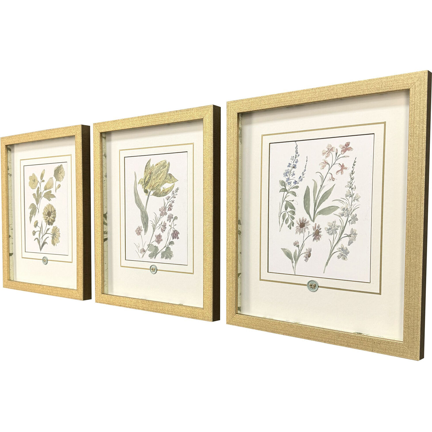 Garden Study Green and Pink and Multi and Yellow Framed Art