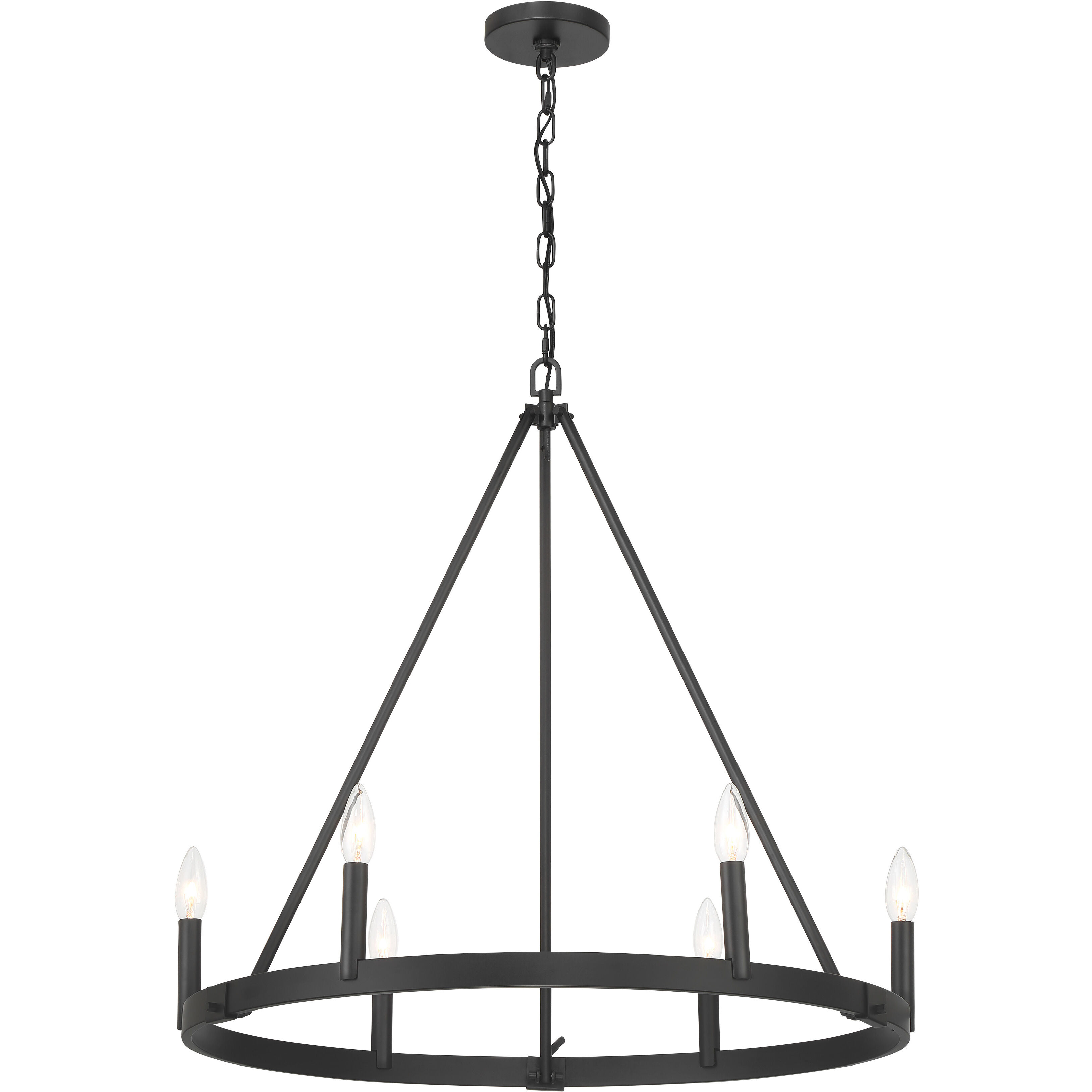 Dutton 6 Light 27.75 inch Coal Black Chandelier Ceiling Light