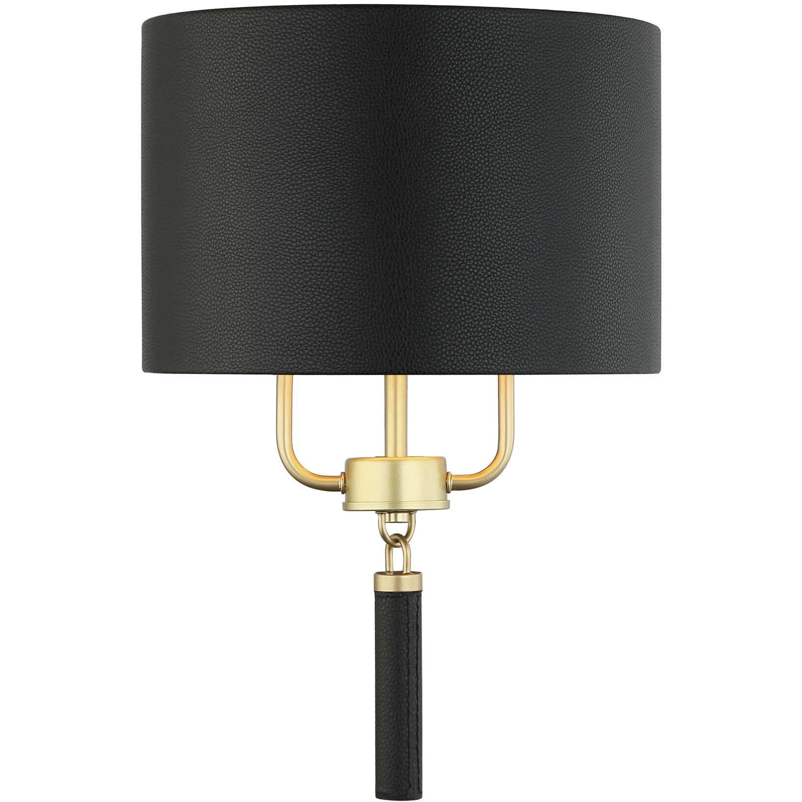 Secret Agent 2 Light 12 inch Gold and Black Leather Wall Sconce Wall Light