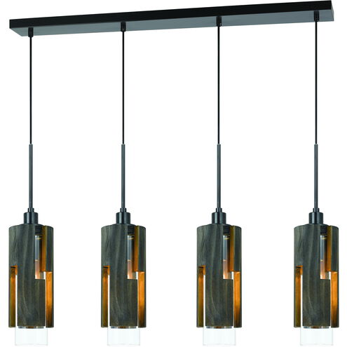 Reggio 4 Light 6 inch Wood and Black Chandelier Ceiling Light