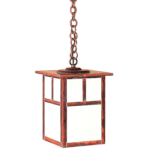 Mission 1 Light 10 inch Verdigris Patina Pendant Ceiling Light in White Opalescent, T-Bar Overlay