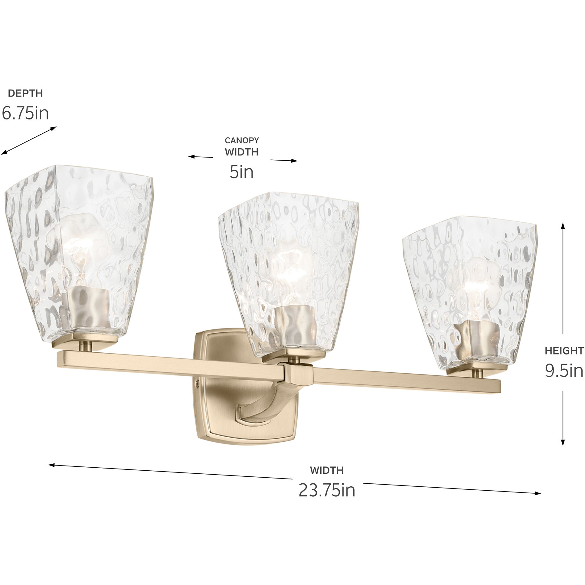 Marant 3 Light 23.75 inch Champagne Bronze Vanity Light Wall Light
