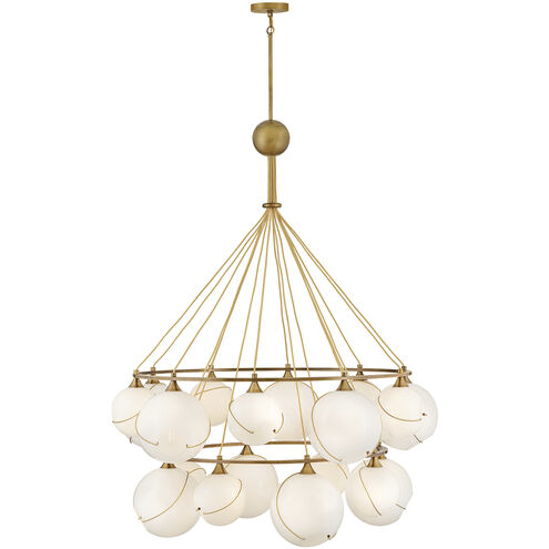 Lisa McDennon Skye 18 Light 53.25 inch Heritage Brass Chandelier Ceiling Light in Heritage Brass / Cased Opal, Multi Tier