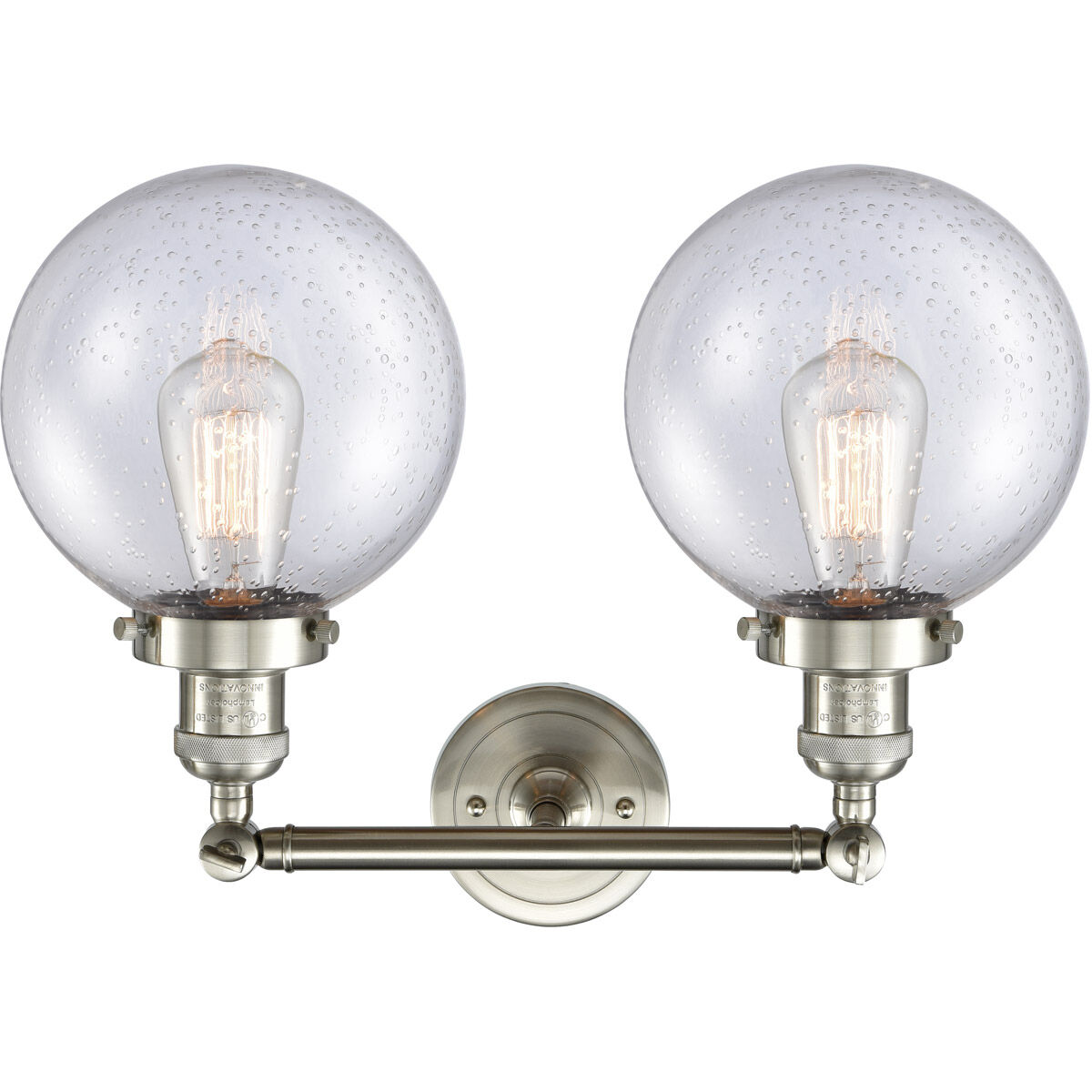 Franklin Restoration Large Beacon LED 19 inch Brushed Satin Nickel Bath Vanity Light Wall Light in Seedy Glass, Franklin Restoration