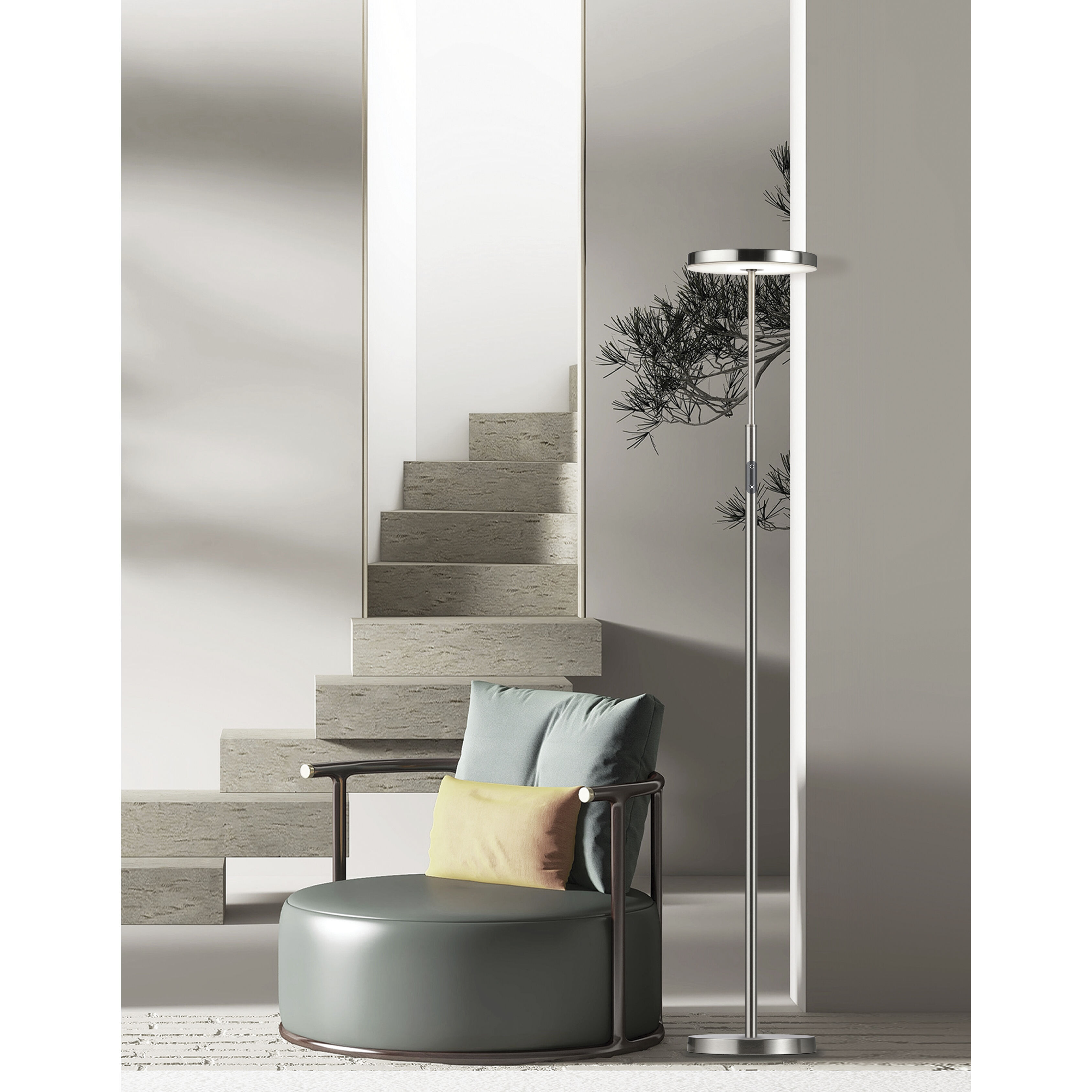 Francine 54 inch 30.00 watt Satin Nickel Floor Lamp Portable Light