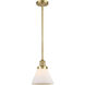 Franklin Restoration Cone 1 Light 8 inch Satin Gold Mini Pendant Ceiling Light in Incandescent, Matte White, Franklin Restoration