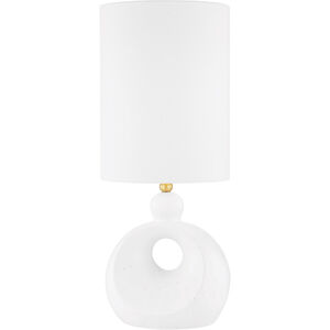 Penonic 29 inch 75.00 watt Aged Brass/White Ceramic Table Lamp Portable Light