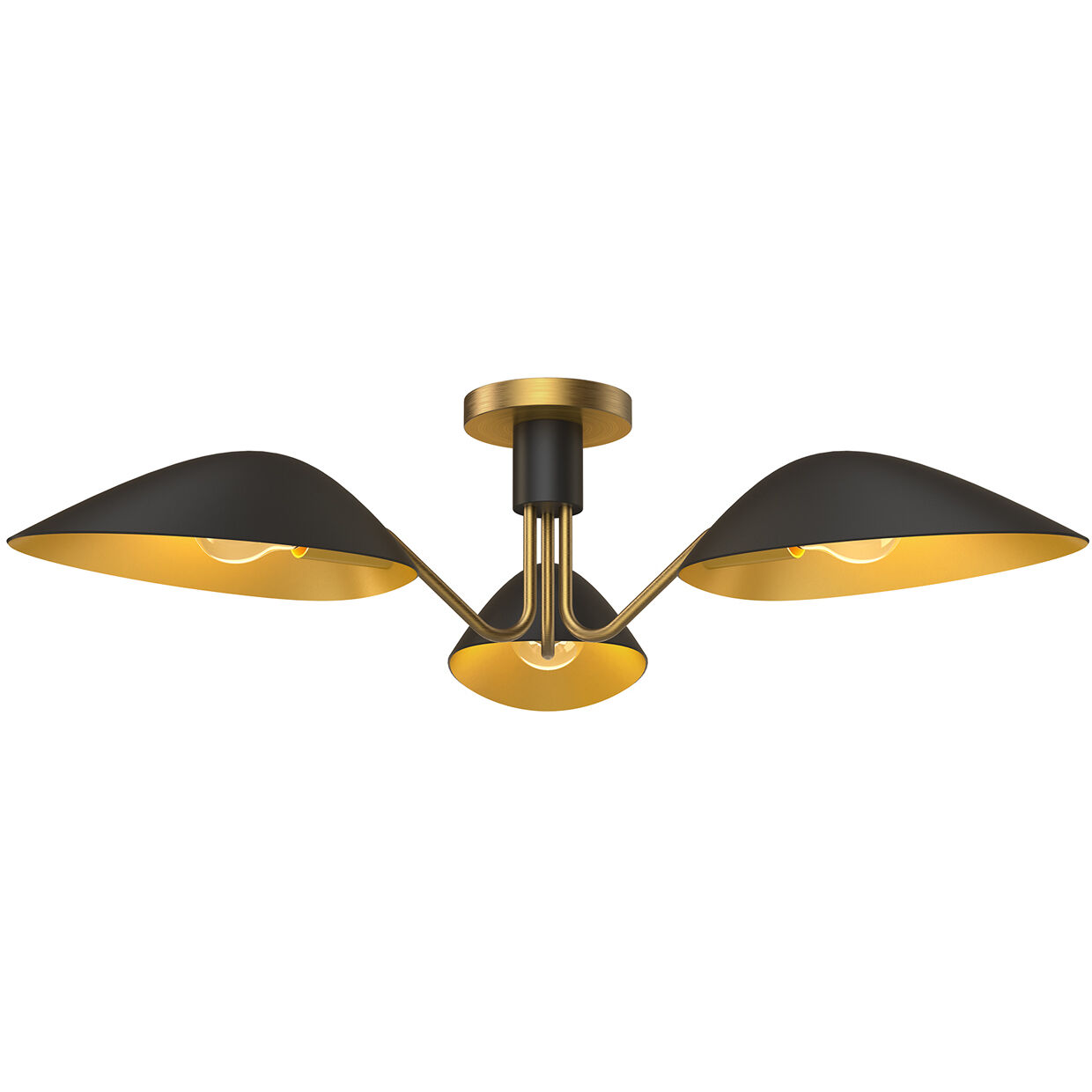 Alora Mood Oscar 3 Light 31.75 inch Aged Gold and Matte Black Semi-Flush Mount Ceiling Light