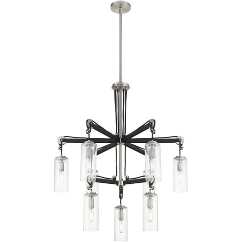 Pullman Junction 9 Light 30 inch Coal / Brushed Nickel Chandelier Ceiling Light