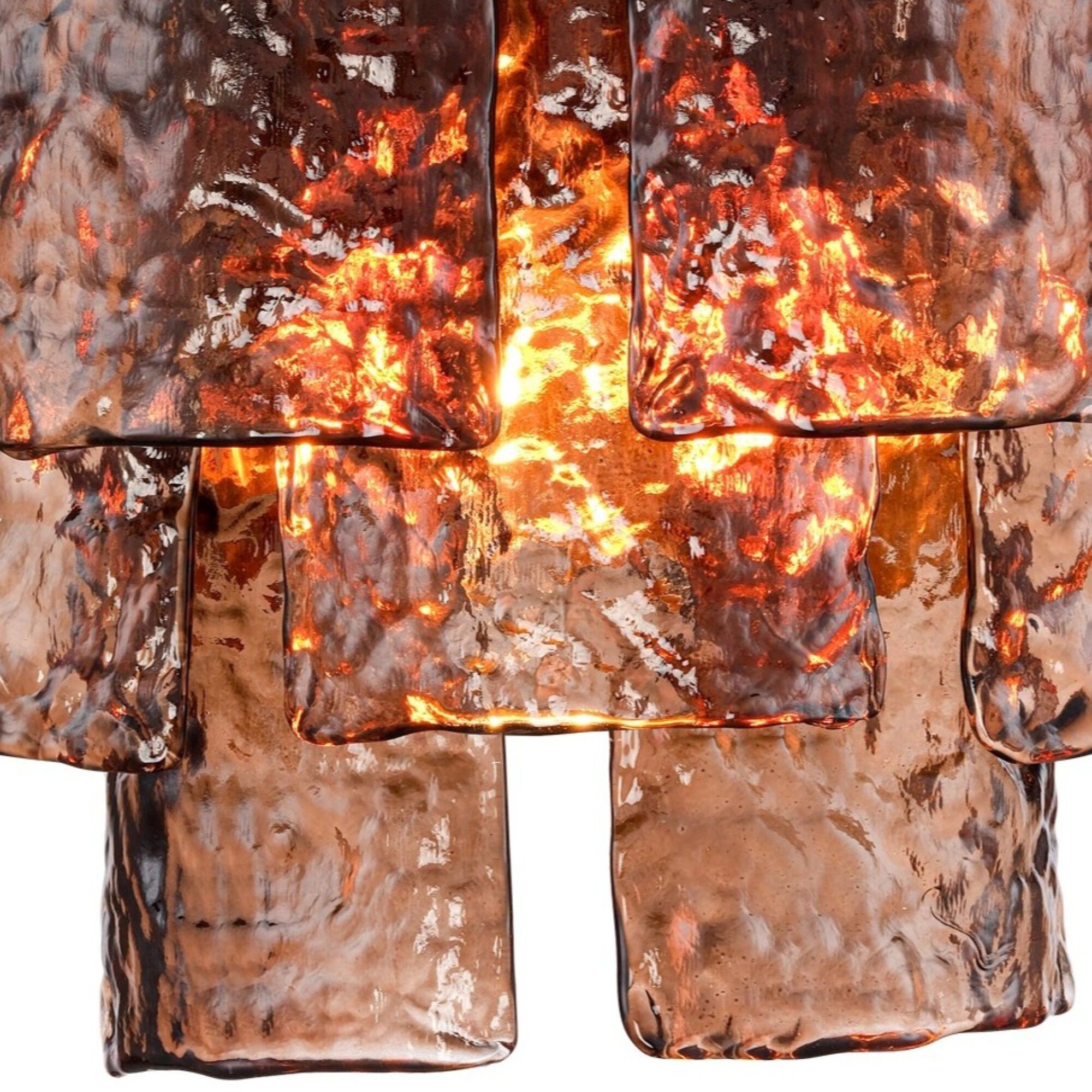 Fire and Ice Sconce Wall Light in Dark Amber Glass