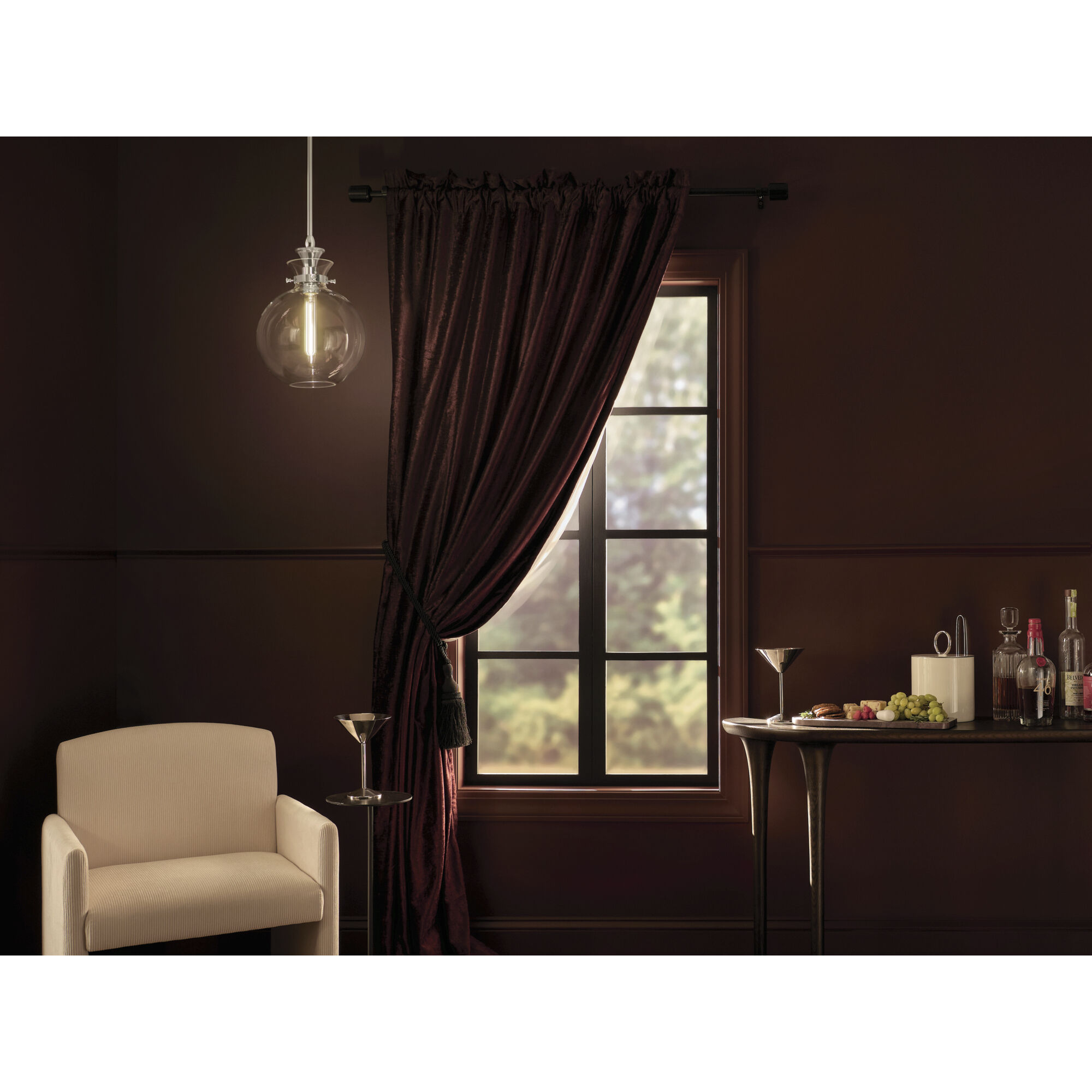 Laria 1 Light Polished Nickel Pendant Ceiling Light in Clear